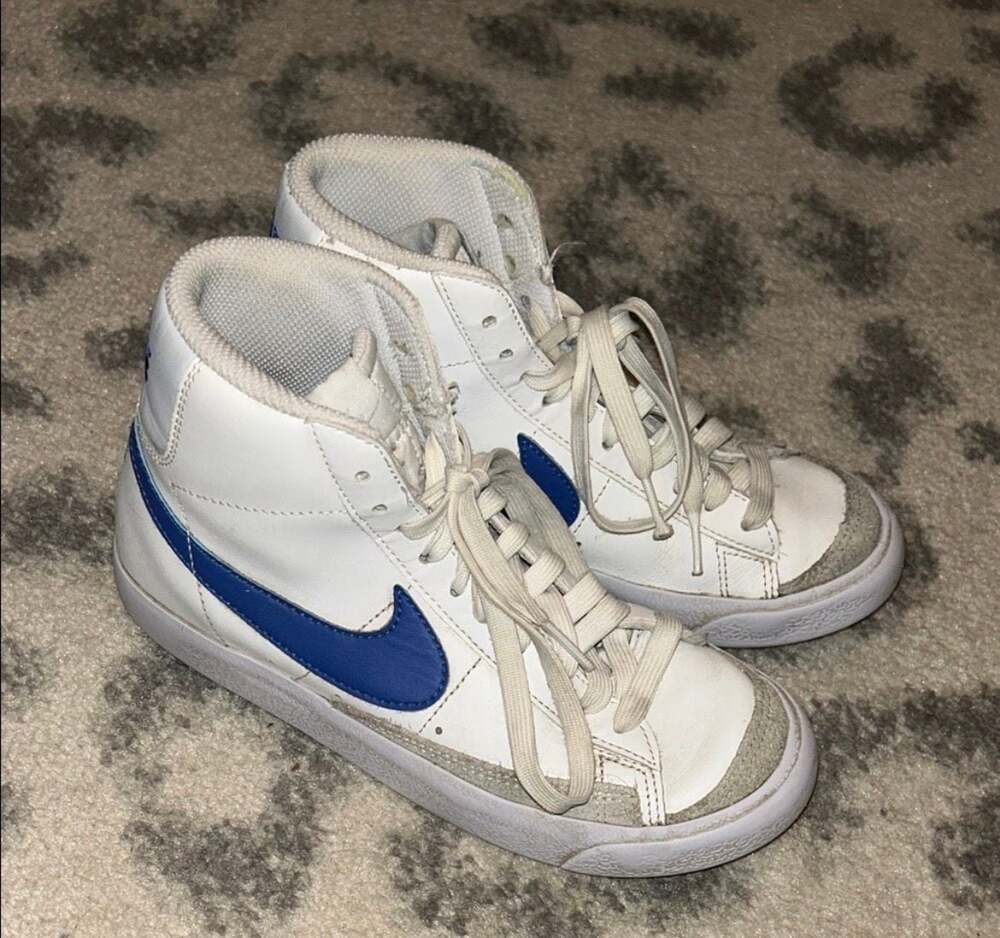 Nike Blazer Mid '77 Vintage White and Royal Blue High-Top Sneakers
